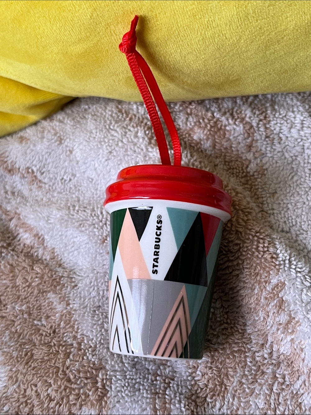 Starbucks Red-Lid Geometric Holiday Cup Ornament